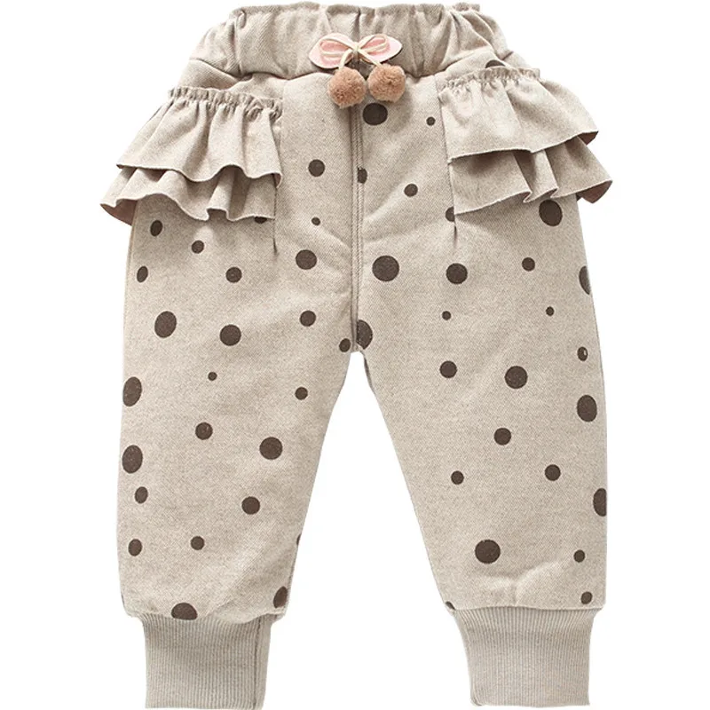 Детские штаны для девочек утепленные плюшевые детские штаны-шаровары в горошек с