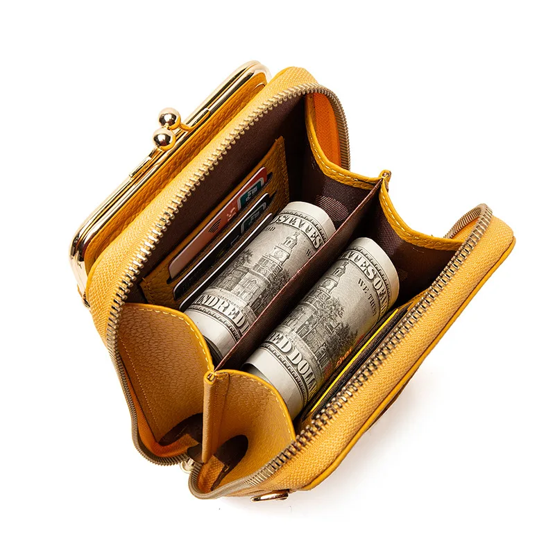 Solid Phone Pocket Small Women's PU Leather Crossbody Bag Luxury Handbags Zipper Shoulder Bags Women Card Wallet Elegant Clutch