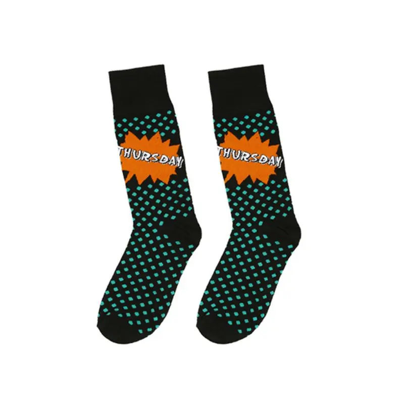 

Носки мужские хлопковые до середины икры, смешные цветные чулочно-носочные изделия в стиле хип-хоп с надписями с понедельника по пятницу, с ...