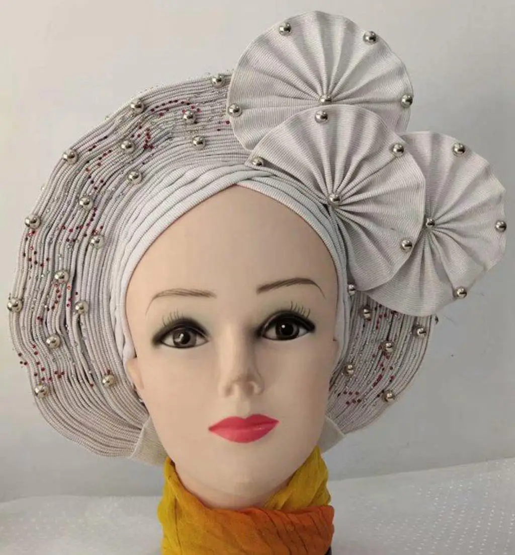 2021 дизайнов Африканский нигерийский головной убор Aso Oke Gele с высокой яркостью