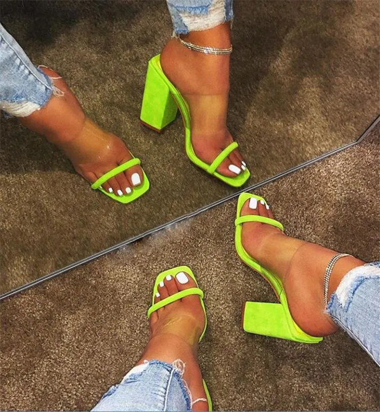 

Women slipper summer new open toe High heel Slide ladies fashion outdoor Comfort slip on Thick heel High heels woman shoes S566