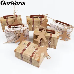 Mini Suitcase Kraft Paper Candy Box Gifts Box Travel Themed Wedding Party Favors For Guests Baby Sho in Pakistan