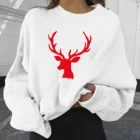 Свитшот женский оверсайз с принтом лося, Рождественская туника с длинным рукавом, топ с круглым вырезом, толстовки, пуловер, свободная блузка, уличная одежда 2021