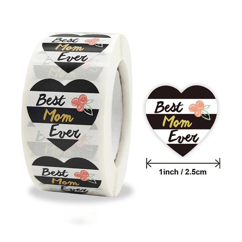 

500pcs Mother's Day Heart shape of Red Stickers seal labels scrapbooking for Package and wedding decoration stationery sticker