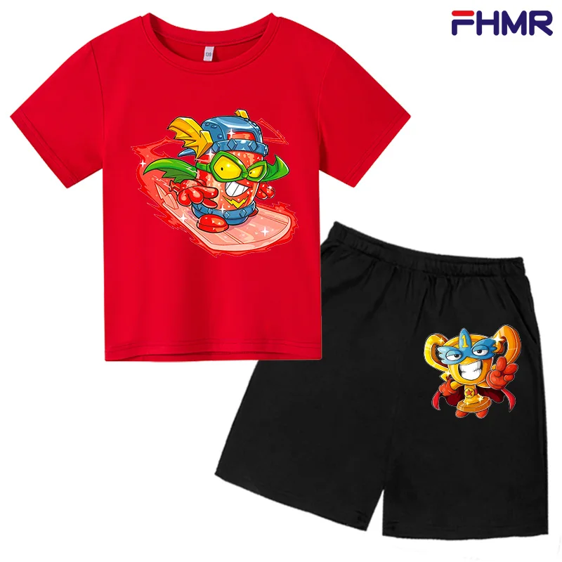 

2021 summer new superzings baby boy super zings series 4 T-shirt + shorts printed children girls' suit leisure children's suit