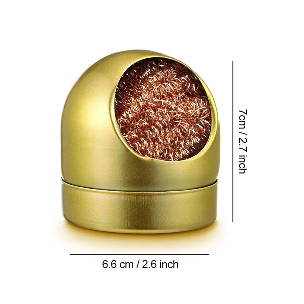 

Cleaning Ball Desoldering Soldering Iron Mesh Filter Cleaning Nozzle Tip Copper Wire Cleaner Ball with Ball Shell Holder 8PCS