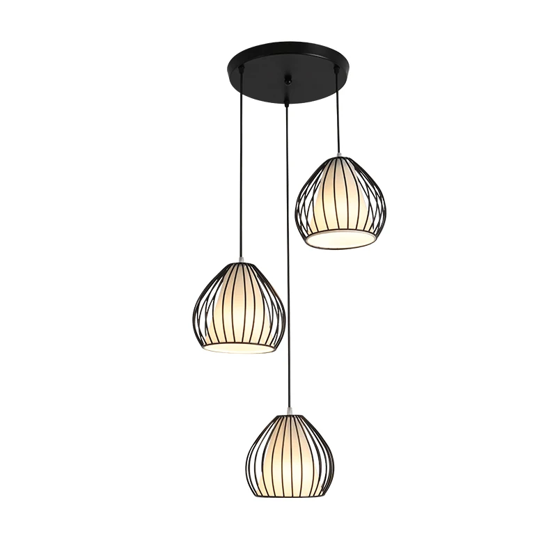 

American Wrought Iron Restaurant Chandelier Nordic Simple Dining Room Lamp Three Head Bar Bar Restaurant Hanging Lamps WY116238