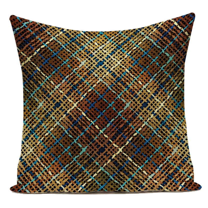 Декоративные наволочки для подушек с ярким мандалой, геометрическим абстрактным узором и бохо-стилем для дивана и гостиной в домашнем интерьере.