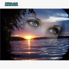 Diy алмазная живопись закат женщина у моря Алмазная вышивка стены искусства декора