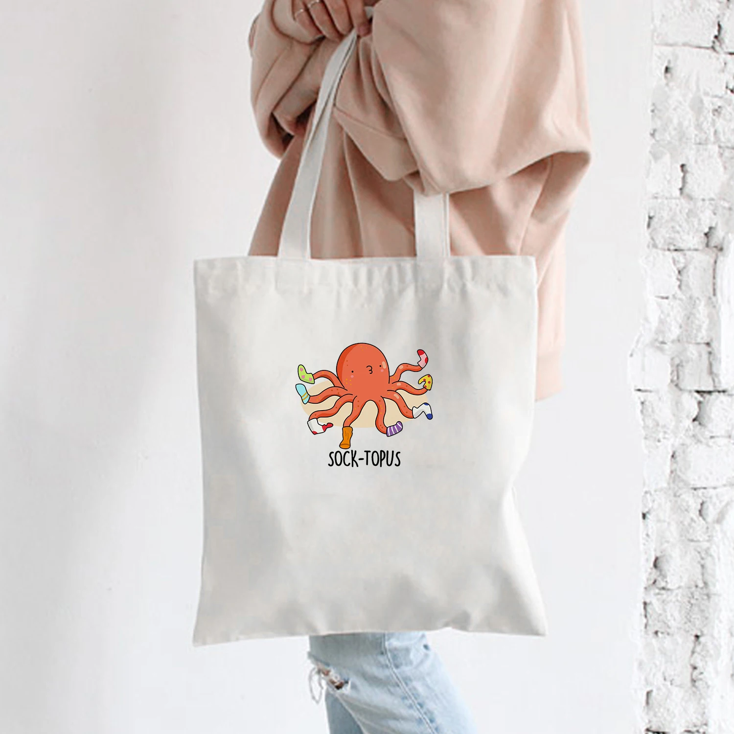 

Women Reusable Shopping Bag Cartoon Canvas Bag Tote Kpop Funny Ulzzang Reusable Eco Shopper Shoulder Bag Book Bag for Ladies