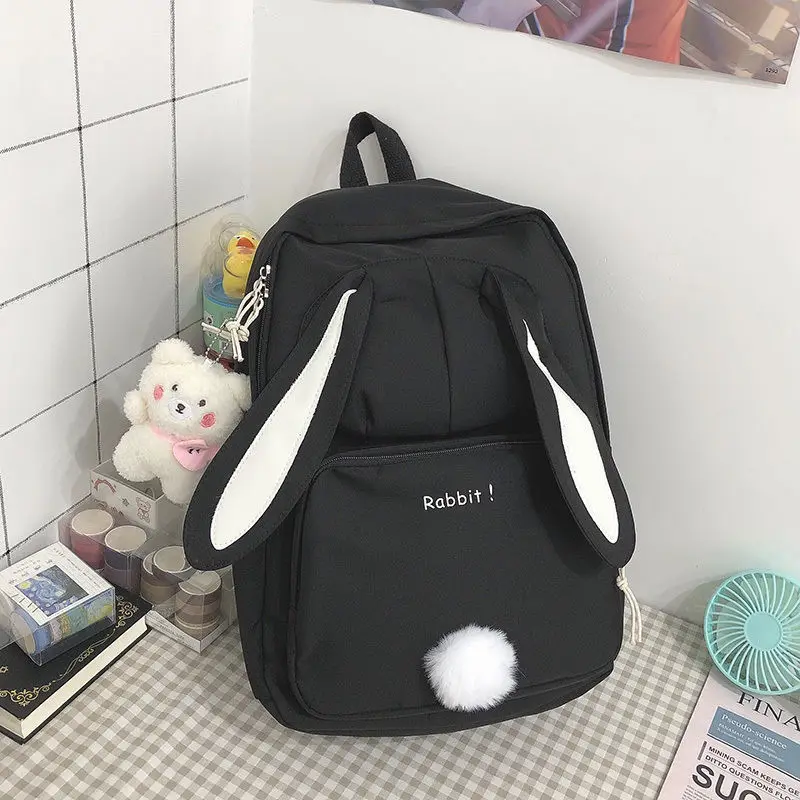 Школьные сумки для девочек-подростков, милый рюкзак с кроликом для женщин, нейлоновые сумки для книг