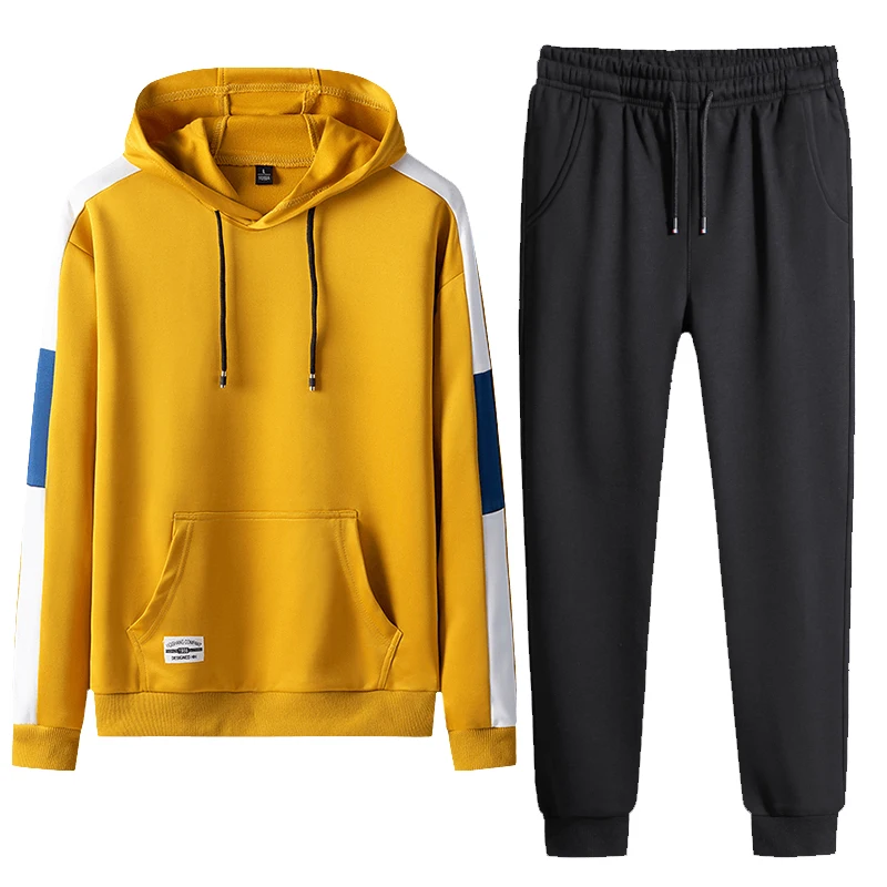 

Men Casual Sets Tracksuit Autumn Hooded Sweater + Solid Color Trousers Outdoor Casual Fashion Jogging Sweatshirt Suit Men M-4XL