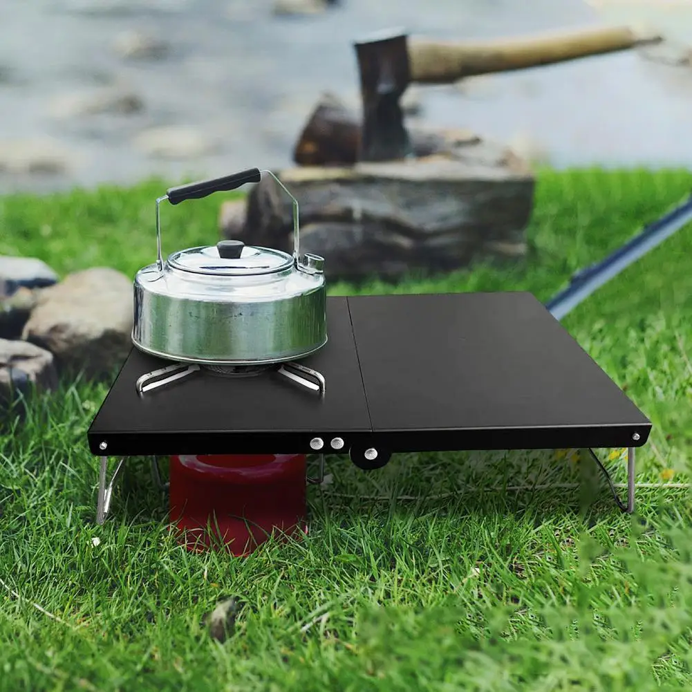 

Мини-стол для кемпинга, теплозащитная стойка для газовой плиты, туристическая плита, складной ветрозащитный стол для кемпинга с сумкой для ...