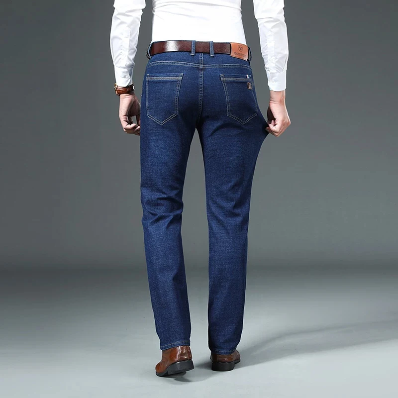 Джинсы мужские классические мягкие брюки из денима в байкерском стиле цвет