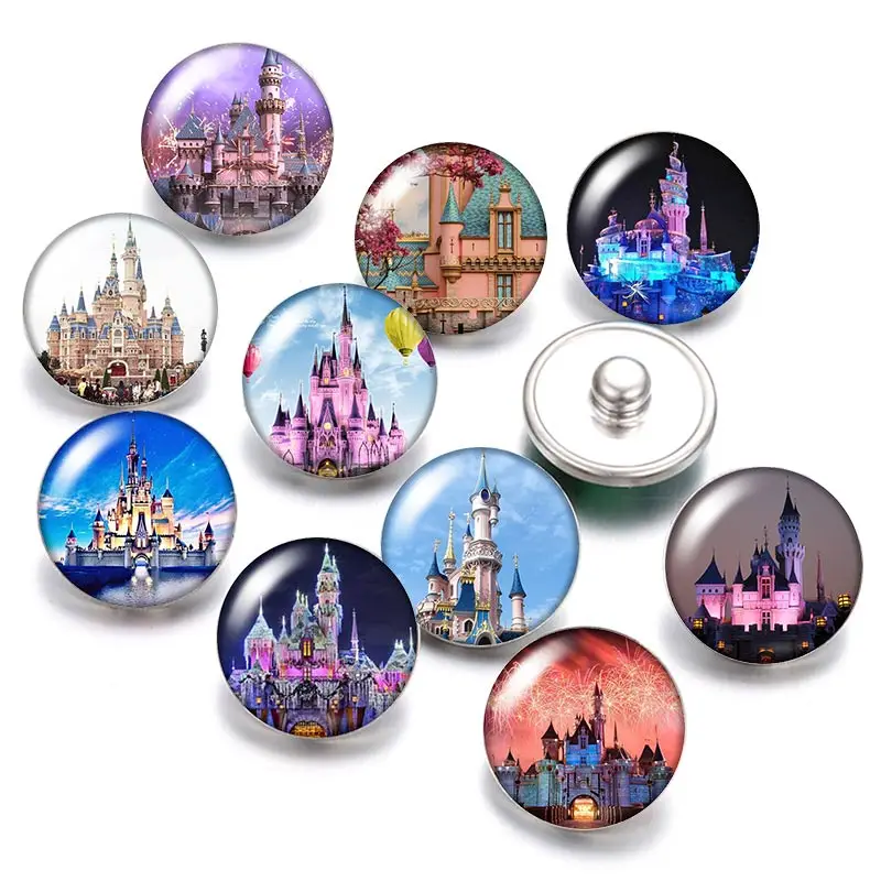 Знаменитое здание красота замок 18 мм кнопки 10 шт. круглые фото кабошоны