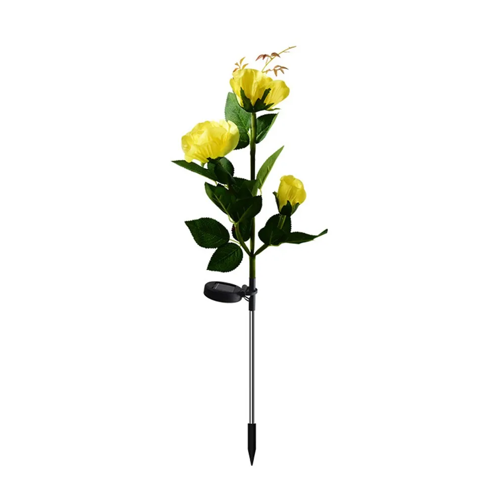 

3 Head LED Solar Power Rose Flower Stake Lights Outdoor Garden Path Luminous Lamps Garden Yard Lawn Night Light Home Decoration