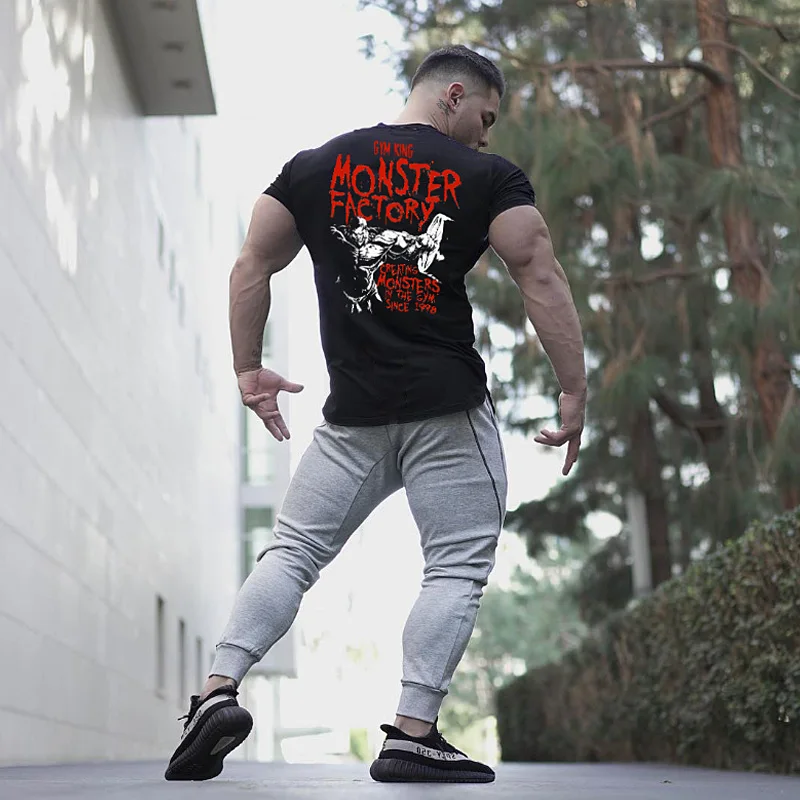 Мужская Летняя мода Фитнес Футболки для занятий спортом на открытом воздухе бега