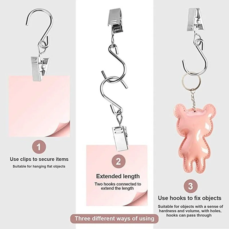 

1/10pcs Iron Curtain Clip Hooks Buckle Shower Room Securing window Rings S-Shaped clasp Clamps Home decoration Metal Accessories