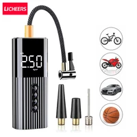licheers mini car air pump compressor digital wired car tyre inflatable pump 60w 12v led flash light for car motorcycle bicycle