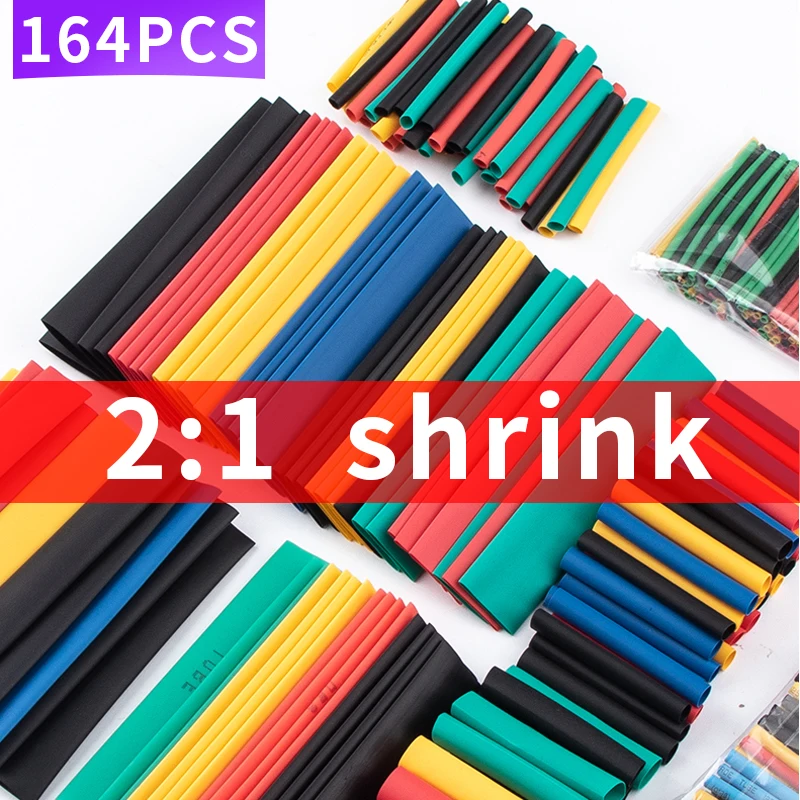 

164pcs Thermoresistant tube Heat Shrink wrapping kit, termoretractilShrinking Tubing Assorted Wire Cable Insulation Sleeving