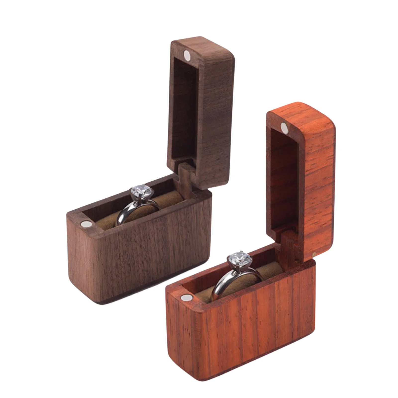 Walnut Wood / Rosewood Soft Inner Bag Jewelry Wedding Storage Gift Box