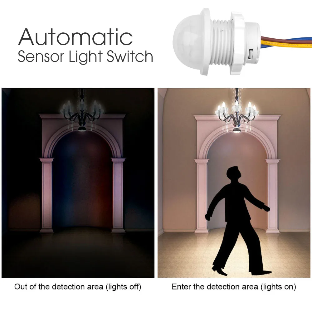 

110v 220v Home Indoor Outdoor Infrared Light Motion Sensor Time Delay Home Lighting PIR Switch LED Sensitive Night Lamp