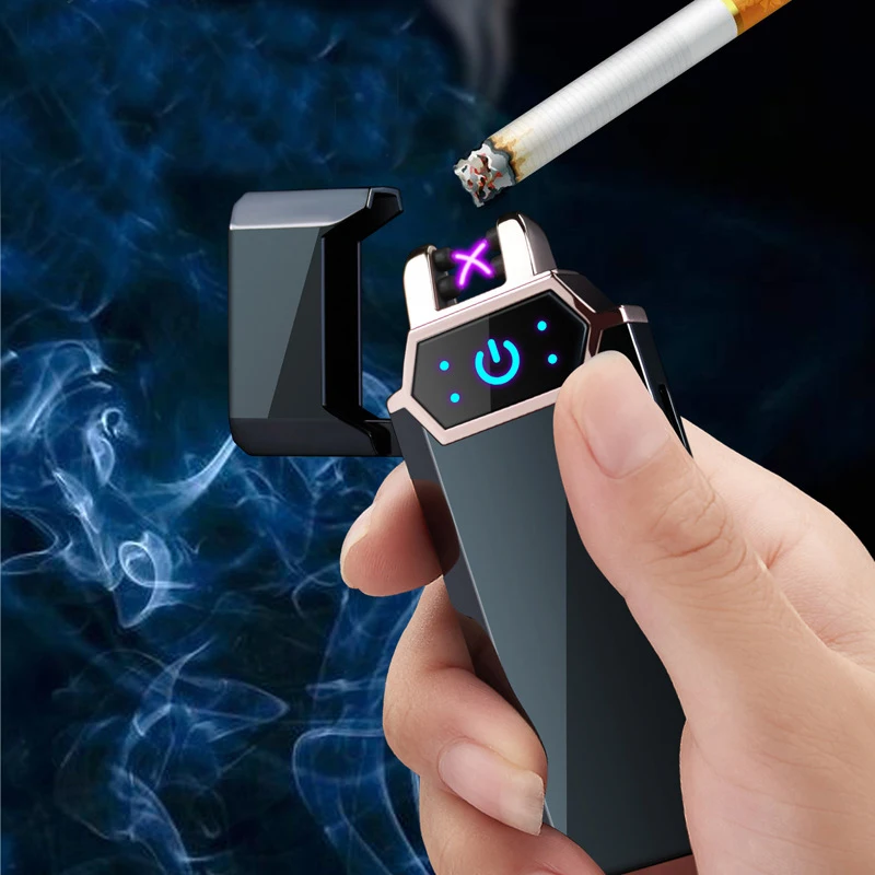 New Double Plasma Arc Lighter Windproof Electronic USB Recharge Cigarette Smoking Electric Light for Men | Дом и сад