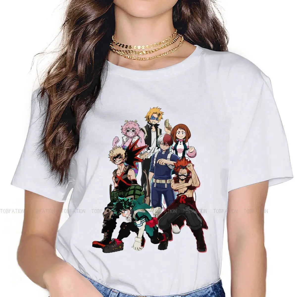 

Футболка женская базовая с круглым вырезом и принтом «Моя геройская Академия»