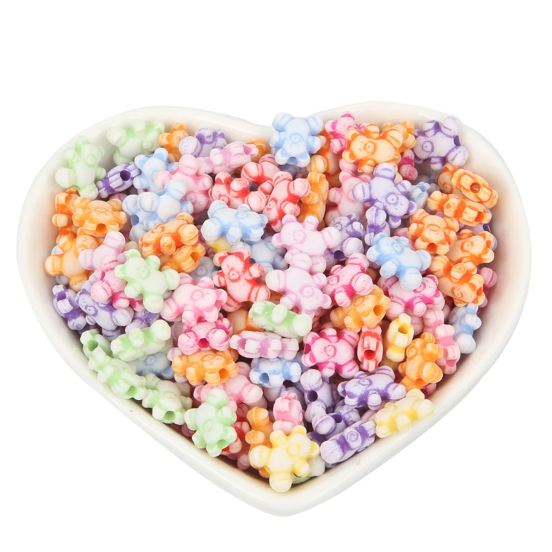 

100pcs/lot Mixed Bear Shape Acrylic Bead Charm Loose Spacer Beads For Jewelry Making DIY Needlework Bracelet Accessories