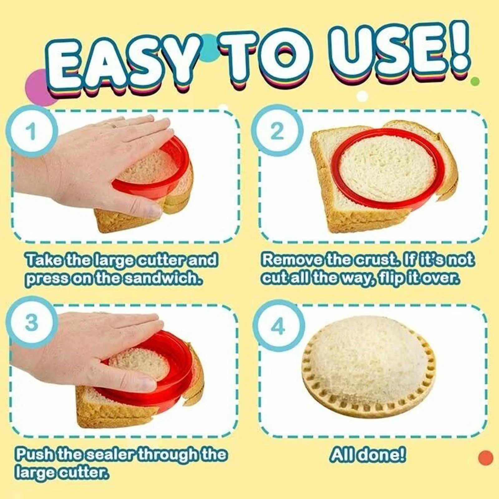 

Sandwich Cutter and Sealing Machine Mold Breakfast Bread DIY Mold for Children Round Sandwich Mold Sandwich Sealer Kitchen