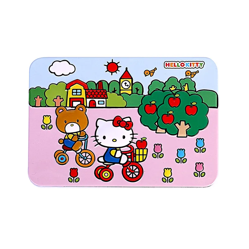 Пазлы hello kitty, 100 деталей, блестящие Пазлы для детей, Обучающие образовательные деревянные пазлы, игрушки, рождественские подарки