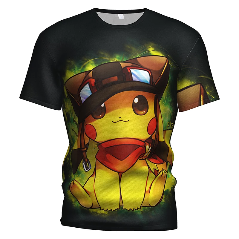 Костюм с рисунком покемона Мужская 3D футболка кигуруми Пикачу одежда Покемон го