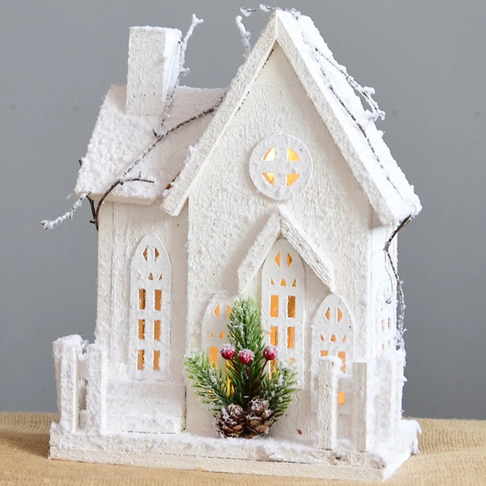 Креативный Рождественский Снежный домик настольные украшения деревянные