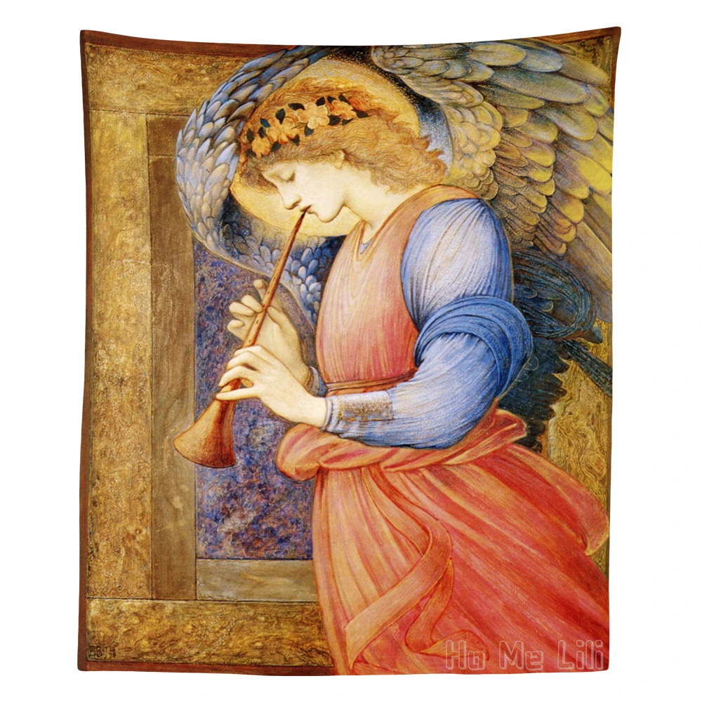 Retro Christian Art The Angel Gabriel Blew His Horn Archangel St. Michael And San Miguel Mystic Tapestry Wall Decor