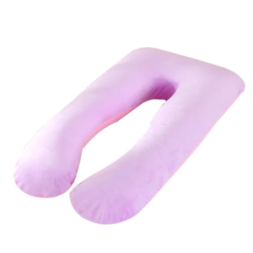 Pink Purple B Подушка из чистого хлопка, u-образная Подушка для беременных, полосатая серая Подушка для сна для беременных женщин - Цвет: Pink Purple B