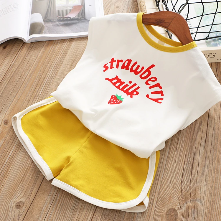 Vgiee/детская одежда жилет и шорты с принтом клубники для девочек комплект из двух