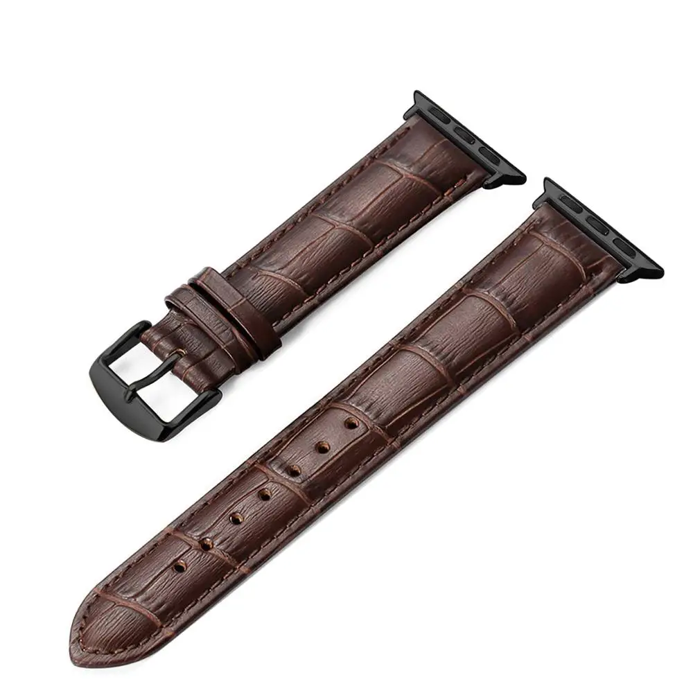 Eastar Лидер продаж кожаный ремешок для наручных часов Apple Watch, версии 5 Группа серии 3/2/1, спортивный кожаный браслет, 42 мм, 38 мм, ремешок для наручных часов iwatch, ремешок - Цвет ремешка: Brown Black