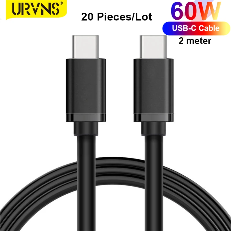 

URVNS оптовая продажа 20 шт./лот USB C к USB C 60 Вт Кабель, зарядный шнур типа C для MacBook Pro, iPad Pro, Samsung Galaxy S20, Pixel