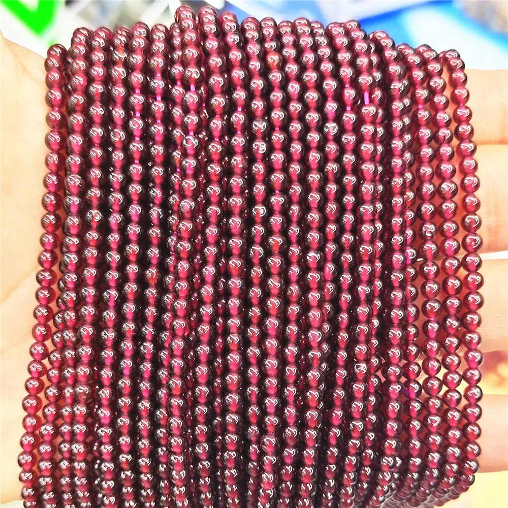 

1060PCS Natural Dark Red Garnet Beads Round Loose Stone Beads for Jewelry Making DIY Bracelet Necklace Accessories 2MM 3MM 4MM