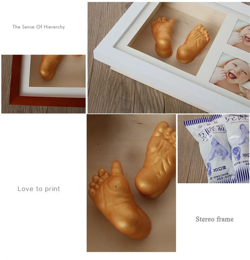 3D детская ручная форма нога печать фоторамка DIY штукатурка литье комплект стерео клон отпечаток руки Мемориал растут запись сувенир