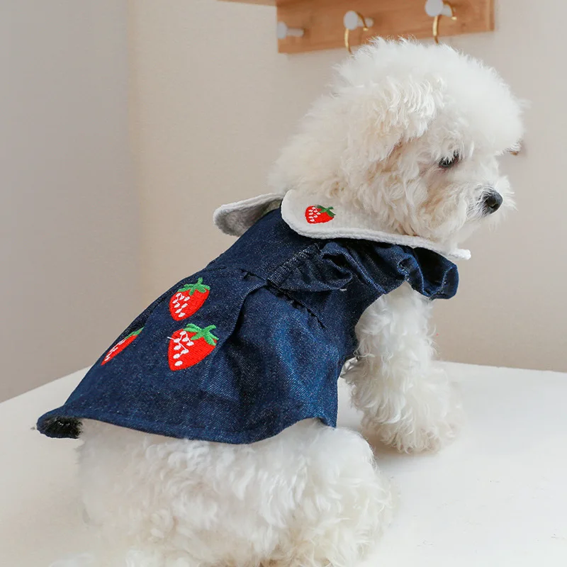Модная одежда для домашних животных пальто собаки зимнее джинсовое платье из