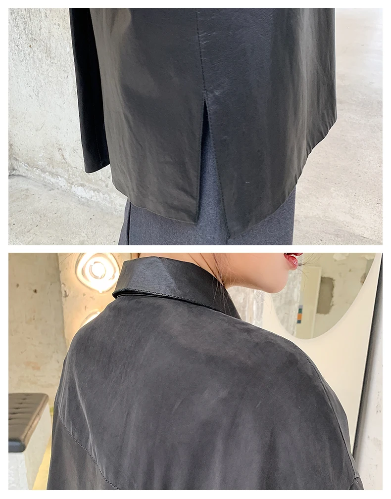 

JCHB 2021 genuine leather coat Sheepskin for women mid-length single leather windbreaker raglan sleeve fashionable casual coat