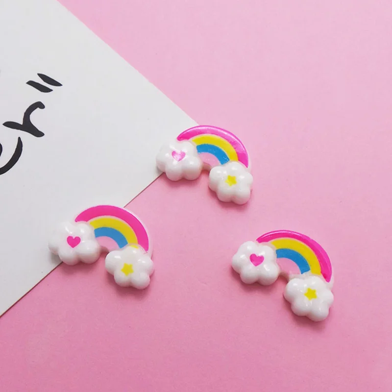 100 шт. плоские резиновые Радужные облака Кабошоны Украшение для скрапбукинга