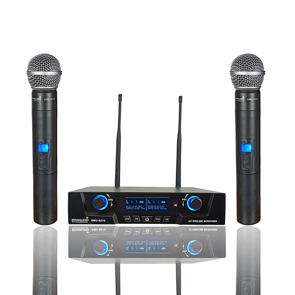 2 канальный UHF портативный регулируемый микрофон Системы 2CH Беспроводной