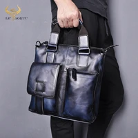 men original leather antique design blue business briefcase maletin laptop case attache portfolio bag tote messenger bag b259