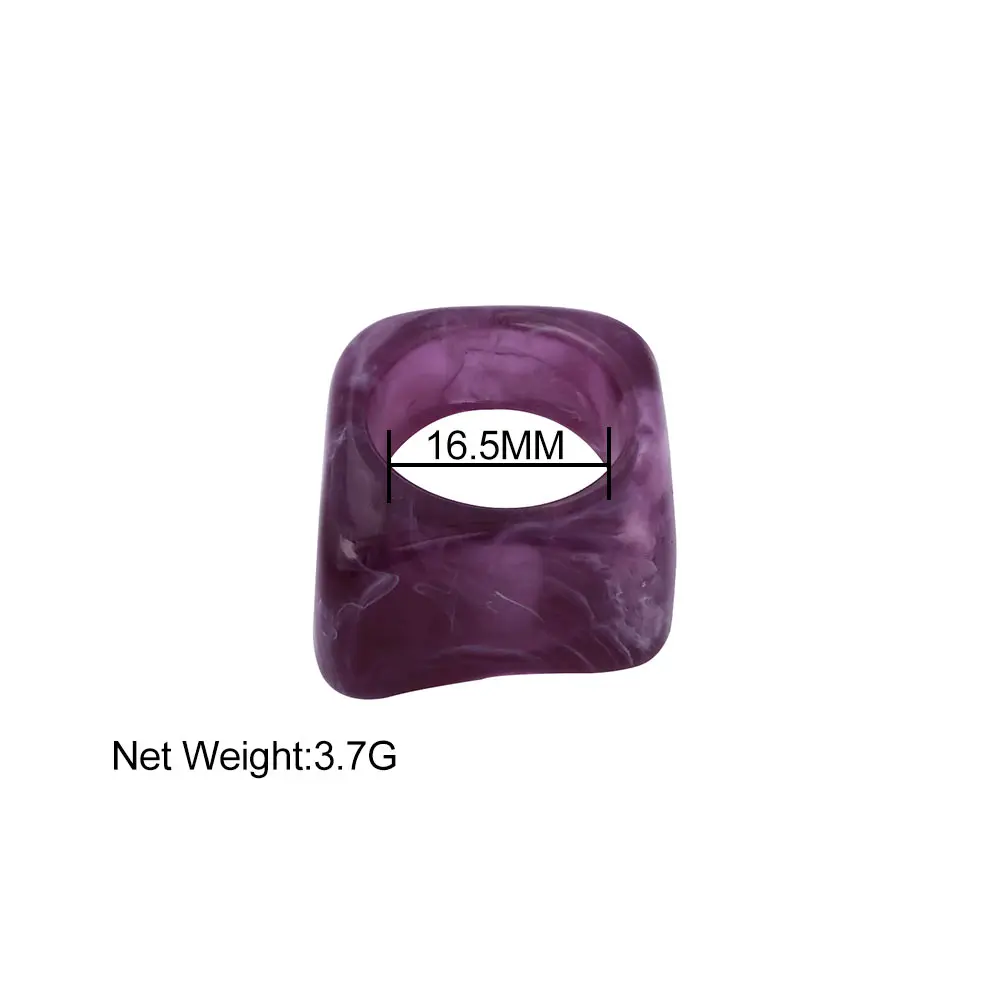 

Flatfoosie New Colourful Irregular Resin Rings for Women Transparent Square Acrylic Thick Rings 2021 Fashion Party Jewelry Gift