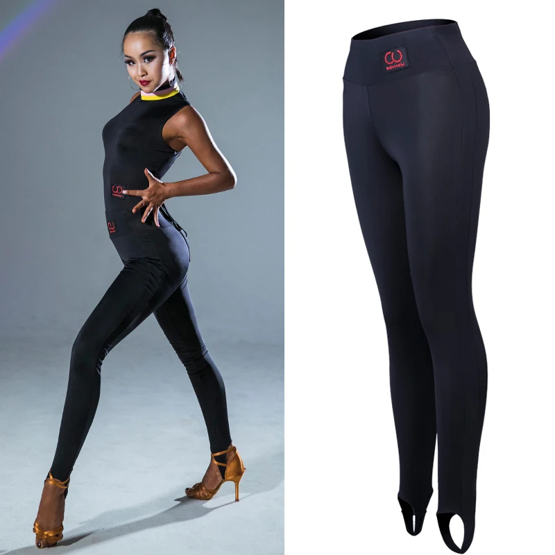 Брюки для латинских танцев черные узкие брюки сальса бальных Одежда тренировок