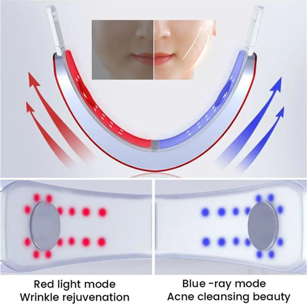 

Chin V-Line Up Lift Belt Machine Blue LED Photon Therapy Face Lifting Slimming Vibration Massager Double Chin Reducer