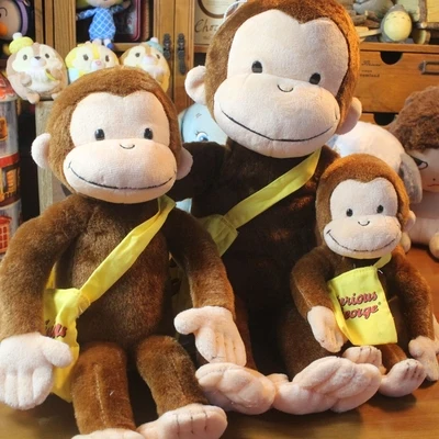 

Cartoon Anime Curious George monkey with a bag Plush Toy Soft Stuffed Dolls Birthday Present For Child