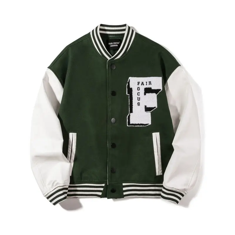 

Retro American baseball uniform jacket coat embroidery stitching contrast loose jacket unisex Gothic street all-match jacket top